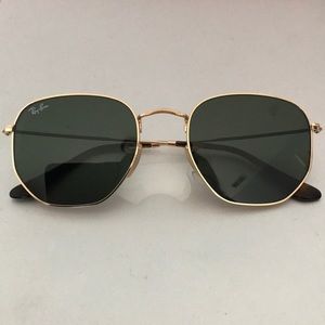 Ray Ban Hexagonal Flat - Green Sunglasses